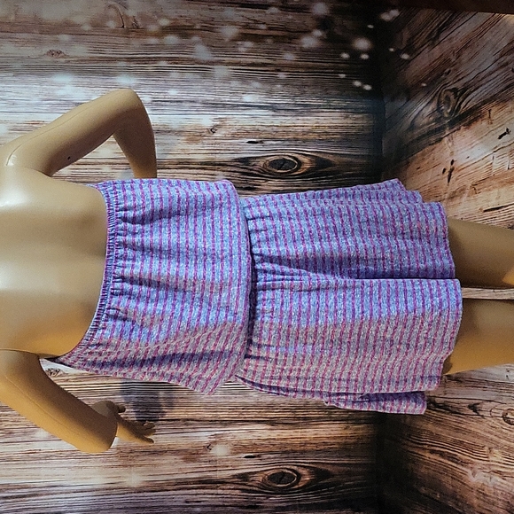 Express Women's Purple Striped Strapless Knit Romper Size M - Picture 10 of 13